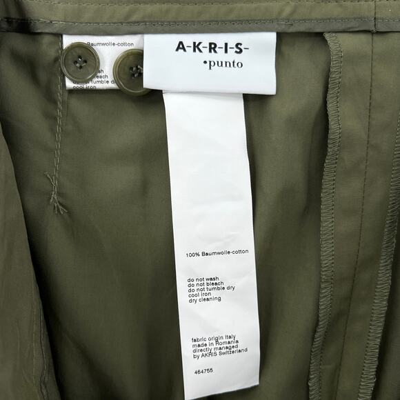 AKRIS PUNTO Fallon Pants Womens 6 Olive Green Cotton Belt Cuff Mid Rise Light - Picture 9 of 16